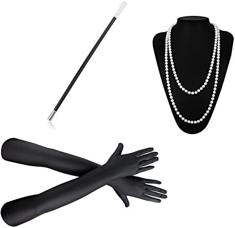 Amazlife 1920s Accessories Set Flapper Costume for Women Headband Gloves Necklace