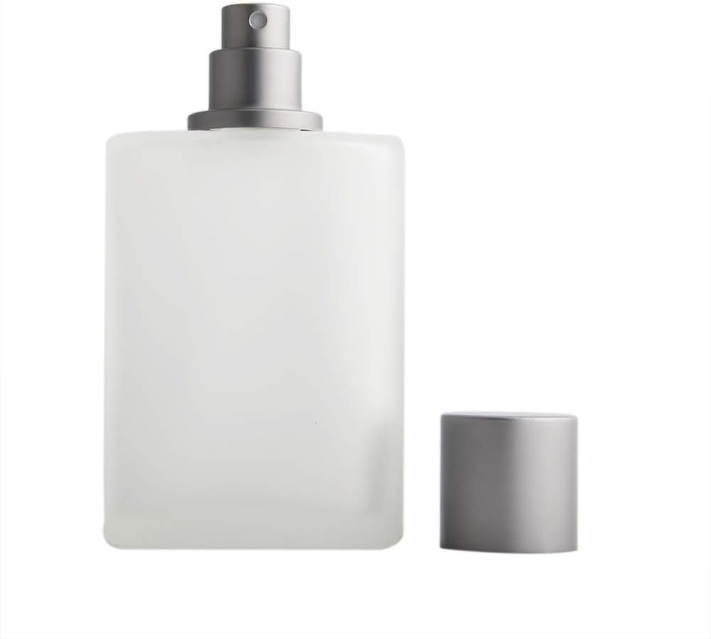 Enslz Frosted Glass Bottle Perfume 100ml 3.4 ozAtomizer Refillable Spray Empty Perfume Bottle for Men and Women (Silver Gray) - Image 4