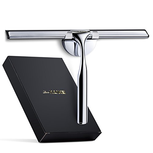 Love-KANKEI Shower Squeegee, Professional Shower Doors Glass Squeegee with 1 Replacement Rubber Blade, Wall Mount Stainless Steel Wiper Bathroom Squeegee - Thumbnail 7