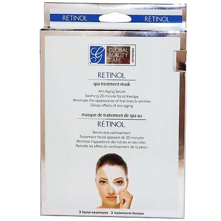 ANTI AGING SERUM SOOTHING 15 MINUTE FACIAL THERAPY Global Beauty Care - 2 per-pakc Retinol Spa Treatment Masks MINIMIZES THE APPEARANCE OF FINE LINES & WRINKLES DELAYS EFFECTS OF SKIN AGING