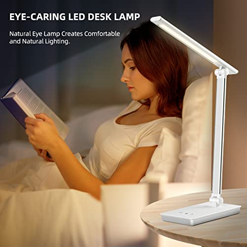 Desk Lamp with USB Charging Port,LED EyeCaring Nightstand Lamp,Touch