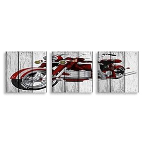 3 Piece Canvas Wall Art - Vehicle on Vintage Wood Background - Canvas Prints Home Artwork Decoration for Living Room,Bedroom - 12"x12"x3 Panels
