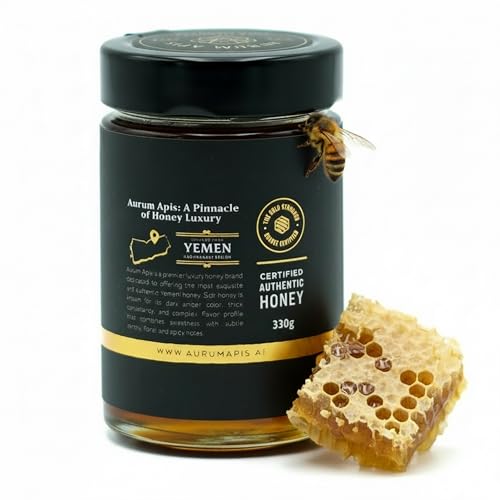 Aurum Apis Natural Unadulterated Yemeni Sidr Honey | 100% Raw Honey | Pure Kyrgyz Sidr Honey | Unpasteurized | Unfiltered | Zero Sugar | Daily Wellness | Healthy Food - 330 gram Jar