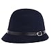 Vbiger Women Woolen Fedora Bowler Hat (Dark Blue)