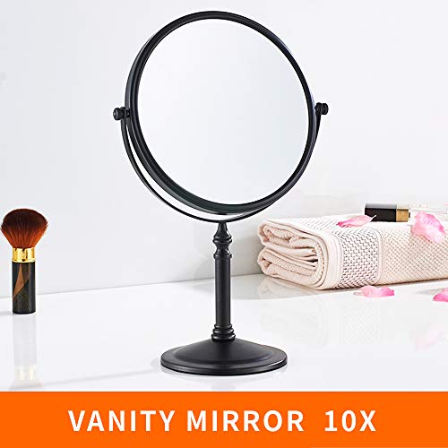 Gecious Black Makeup Mirror Desk Tall Standing Round 8 Inches Dual