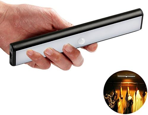 Closet Light, Hometek Wireless Motion Sensor Led Night Light Bar/Strip Magnetic Rechargeable Cabinet Lamp (Black)