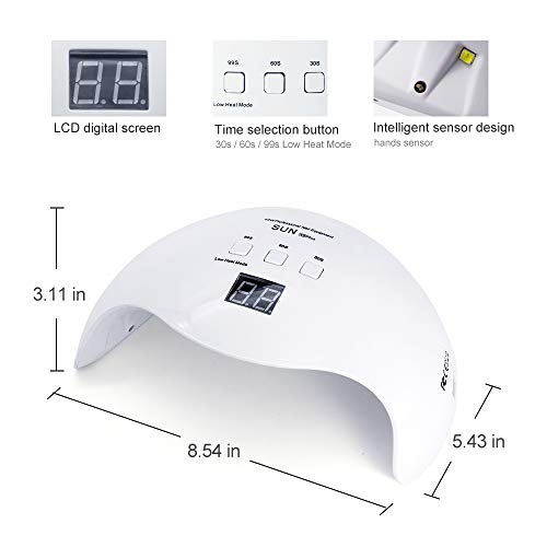 Nail Starter Kit with UV Nail Lamp,48W LED Nail Dryer Curing Lamp with Timer/LCD Display/Sensor for Gel Nail Polish,Nail Art Manicure Tool Set Nail File Buffer,Stainless Steel Cuticle Nipper - Thumbnail 5
