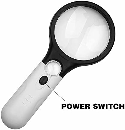 Magnifier 3 LED Light 3X 45X Handheld Magnifier Reading Magnifying Glass Lens Jewelry Loupe White and Black