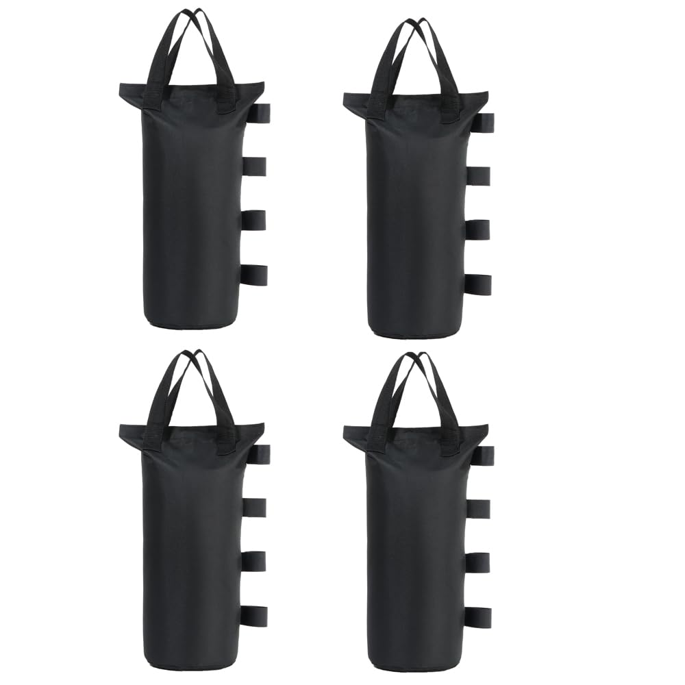 TESSLOVE Weight Bags, Sand Bags Leg Weights for Pop up Canopy Tent, Patio Umbrella, Outdoor Furniture (Bags Only, Sand Excluded) (4PCS-D20*50cm, black)