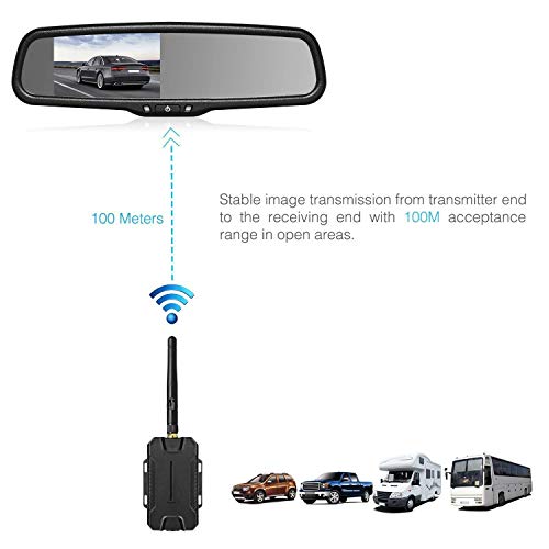 AUTO VOX Wireless Reverse Camera Kit Car Backup Camera with Rear View Mirror Monitor and IP 68