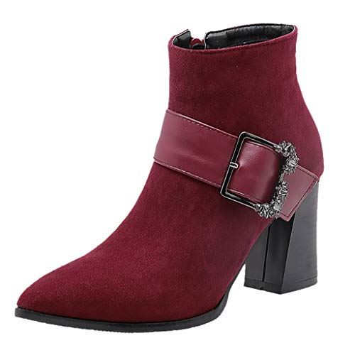 image for GHrcvdhw Women Pure Color Rhinestone Buckle Strap Stylish Flock Pointe