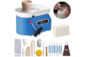 YESMRO Pottery Wheel, 11in 350W Ceramic Wheel Forming Machine, Adjustable 0-300RPM Speed Handle and Foot Pedal Control, ABS Detachable Basin Sculpting Tool Apron Accessory Kit for Work Art Craft DIY
