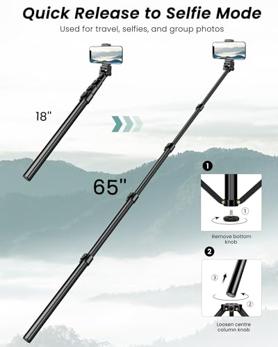 Victiv 197 cm high mobile phone tripod, flexible overhead smartphone tripod, with 25 cm adjustable gooseneck, remote shutter release for selfies, aluminium camera phone tripod for Sony DSLR and iPhone17 16 15 Pro Max