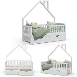 VitaliSpa Noemi House Bed White 70x140 cm with 2 Drawers for Kids view 7