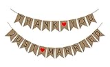 2 PACK - “Just Married” & “Thank You” Burlap Banner Pack - Wedding Decorations for Reception, Bridal Shower and Engagement Photos – Wedding Signs Garlands and Bunting Banners