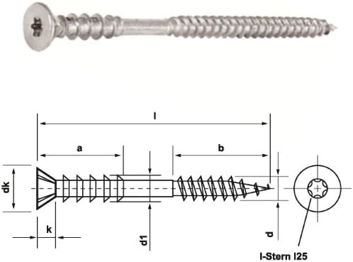 Dresselhaus JD Adjusting Screws with I-Star/I Drive 25 6 x 130 mm Pack of 50 Galvanised