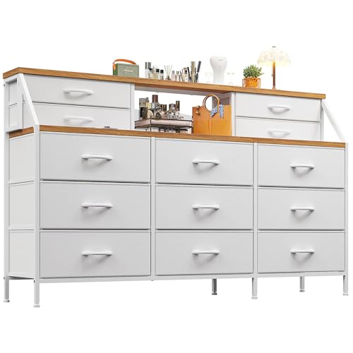 FL FASHION LEADER Cómoda de Dormitorio con 13 cajones, cómoda Grande con Espacio de Almacenamiento, Estructura de Metal, para Dormitorio, (Blanco)