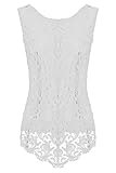 Voguegirl Women's Sleeveless Embroidery Chiffon Lace Tops Vest Shirt Blouse