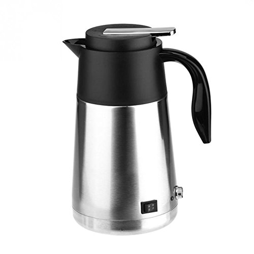 QIN.J.FANG 12/24V Portable 1300Ml Car Truck Kettle Water Heater Stainless Steel Electric Heating Cup Boiling Bottle For Travel,12V