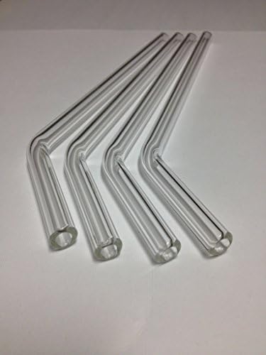TSS Clear Glass Drinking Straw BENT 9 Inch Set of 4, 9.5mm with Brush