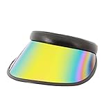 Surkat Women Sun Visors Hologram Wide Brim Thicker Sweatband UV Protective Sportswear Visors Sunhat(Black)
