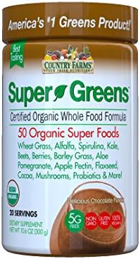 Country Farms Super Greens, Chocolate Flavor, 10.6oz. Per Container