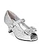 Little Angel BI28 Glitter Leatherette Bow Jewel Mary Jane Kitten Heel Pump (Toddler/ Little Girl/ Big Girl) - Silver