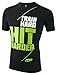 2016 MusclePharm Crew Neck 'Hit Harder' Printed Logo Fitness Sports T-Shirt Mens Training Tee Black Medium
