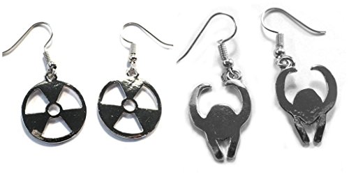 Hulk Gamma Logo and Loki Helmet Dangle Earrings w/Gift Box