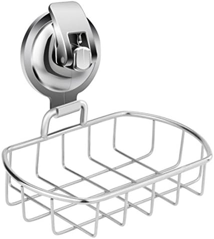 Suction cup Soap Dish Sponge Holder- with Powerful Suction hook(Chrome)&SUS304 Stainless Steel dish for Bathroom & Kitchen organization by IROMIC