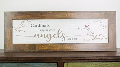 Cardinals Appear When Angels Are Near Sign Sympathy Gift Love Decor Picture 12x34" (Restoration Brown Frame)