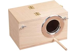 YJJKJ Pet Wood Parakeet Nest Box Bird House Breeding Nesting Bird Cage Box for Lovebirds Cockatiel Parrotlets