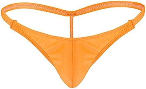 WenMei Men's Pure Color G String Thong Swimsuit Briefs (Orange)