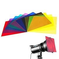 10 Pieces Colored Overlays Light Gels Transparency Color Film Plastic Sheets Correction Gel Light Filter Sheet, 12 by 12 Inch,10 Assorted Colors