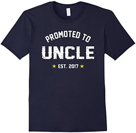 Men's Promoted To Uncle Shirt: Uncle Est. 2017 Gift T-Shirt Large Navy