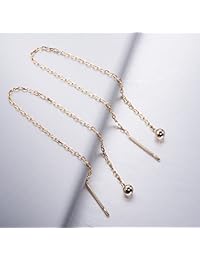 S. Leaf aros largos tipo cadena con plata, minimalistas