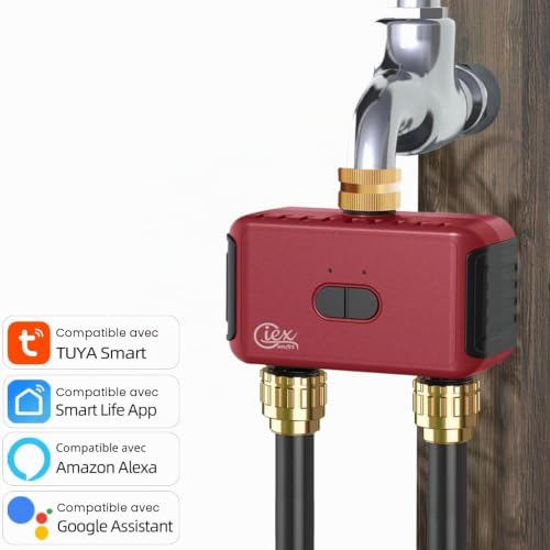 GIEX WiFi Watering Programmer 2 Zones, Intelligent Regulator for Garden Pipes, Compatible with Tuya and Smart Life Apps