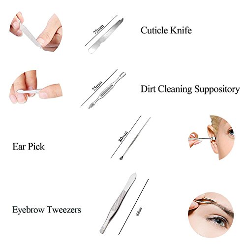 Nail Clippers set of 7 Pcs, YoJiSa Professional nail kits&manicure Pedicure Stainless Steel Nail Clippers set, Care Personal Nail Cutter Tweezers,Utility Grooming Kit with Portable Travel Case