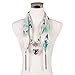 LERDU Gift Idea Green Flower Pattern Skinny Scarf Necklace for Women Long Heart Pendant jewelry Accessories Ladies