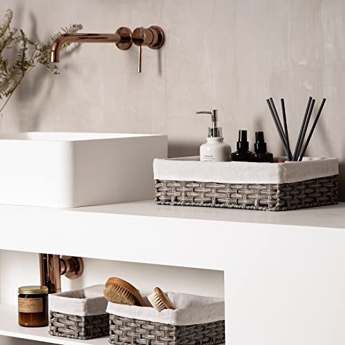 FairyHaus Wicker Baskets for Organizing 3 Pack, Waterproof Small Wicker