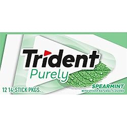 Trident Purely Spearmint Sugar-Free Chewing Gum, 12