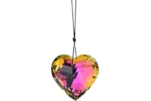 WERDECADE Colorful Heart Crystals Suncatcher Hanging Sun Catcher with Chain Pendant Ornament for Window Home Garden Christmas Day Party Wedding Decoration (Red)