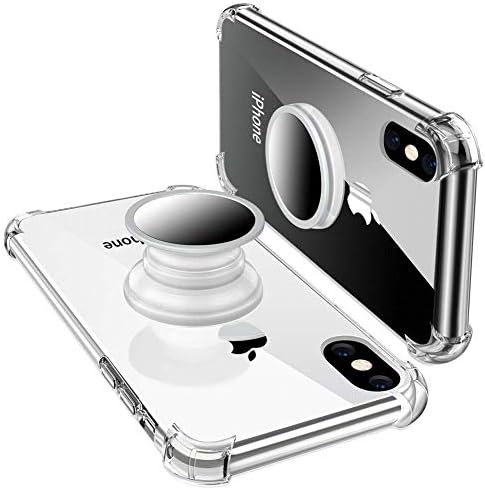 iPhone XR Case Slim,iPhone XR Case Clear,MISSCASE Premium Soft TPU Protective Shockproof Case with Kickstand Grip Iron Mirror [Fit Car Mount] for iPhone XR 2018 Clear
