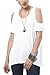 Urban CoCo Women's Vogue Shoulder Off Wide Hem Design Top Shirt - Large - White