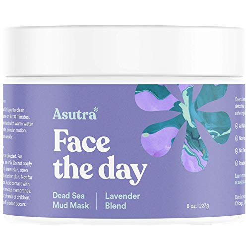 Asutra, Organic Dead Sea Mud Mask, Lavender + FREE Applicator Brush, Combat Acne, Oily Skin and Blackheads, Minimize Pores, For Smooth, Beautiful and Healthy Looking Skin, 8 oz.