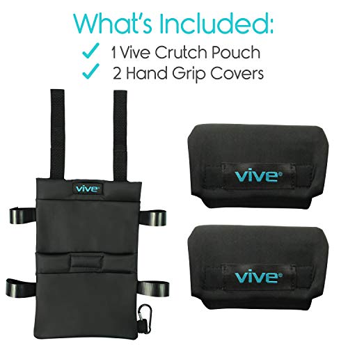 Vive Crutch Bag Pouch with Foam Hand Grip Pads Tote for Broken Leg