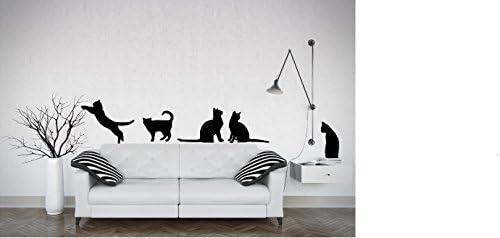 5 Cat Silhouette Kitten Sofa Climbers Vinyl Wall Decal Graphics Living room Home Decor