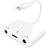 Unitrox 3 in 1 Dual 3.5mm Headphone Jack Adapter - Earphone Jack Audio and Charging Adapter - Headphone Splitter for iPhone 1