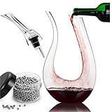 Swan Shaped Wine Decanter Carafe With BONUS Cleaning Beads - Hand Blown And Lead Free Carafe Aerator 800ml DRIP FREE
