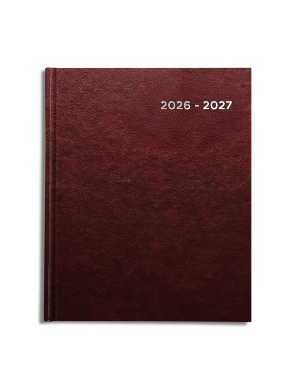 Academic Diary 2026-2027 A5 page a day by Pirongs | Mid year Diary 2026-2027 | A5+ Diary, Casebound - Burgundy